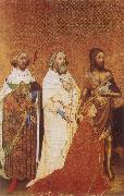 unknow artist The Wilton Diptych,Richard ii presented to the Virgin and Child by his patron Saint John the Baptist and Saints Edward and Edmund oil painting reproduction